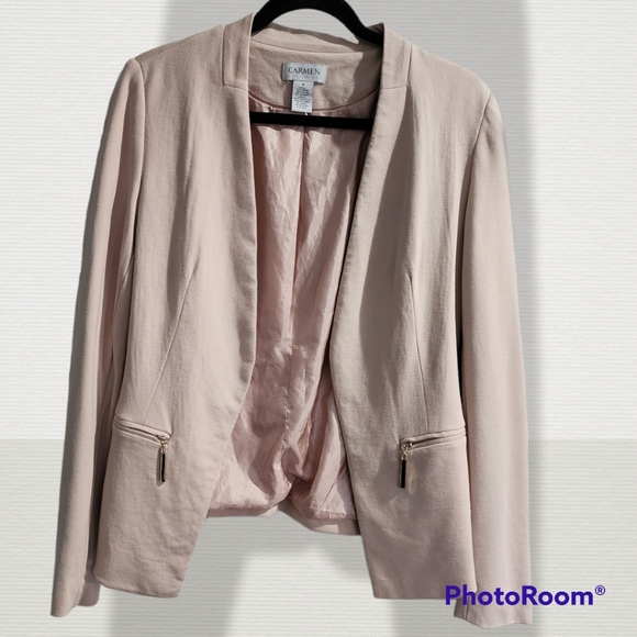 Carmen Marc Valvo light pink super soft blazer, size 4 - Picture 2 of 6